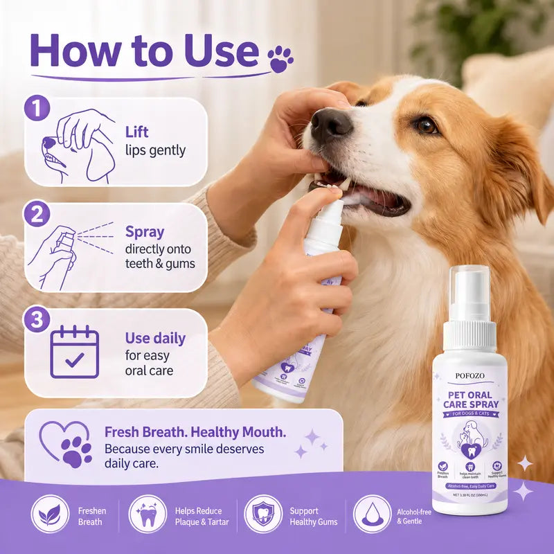 POFOZO Dental Spray Dog Oral Care Supplies - Pet Grooming Product for Canine Dental Hygiene