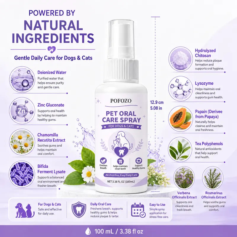 POFOZO Dental Spray Dog Oral Care Supplies - Pet Grooming Product for Canine Dental Hygiene
