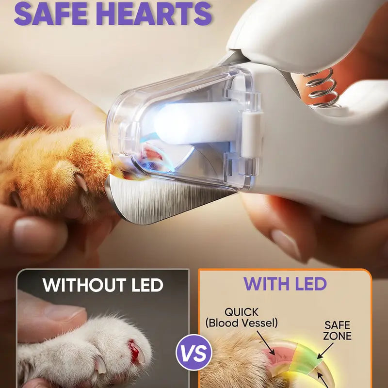 Catpick 2-In-1 Rechargeable Pet Grooming Paw Trimmer & Nail File Set with LED Light, Low-Noise Motor for Safe Trimming of Light-Colored Claws on Dogs & Cats of All Sizes